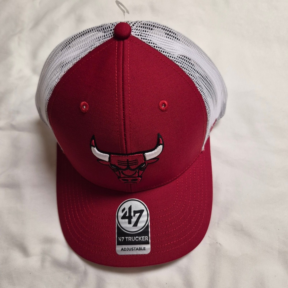 '47 Brand Chicago Bulls NBA Trucker Hat Red‎ White Adjustable Snapback OSFA NEW